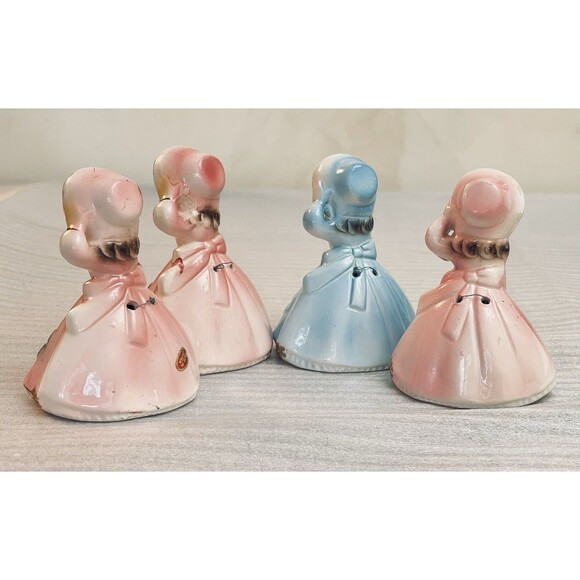 Lot of 4 1950s VTG Southern Belle Clapper Girl Porcelain Bell Figurines Japan - Picture 2 of 12